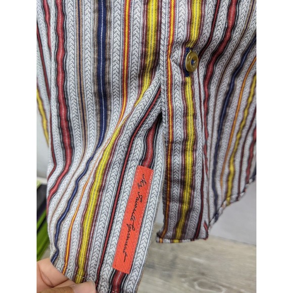 Visconti Black Shirt Men's Large Flip Cuff Multicolor - Picture 3 of 6